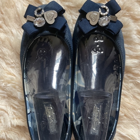 COACH BLUE DENIM TEXTILE BOW COACH DECOR BALLERINA FLAT SIZE US 8.5 - Picture 12 of 13